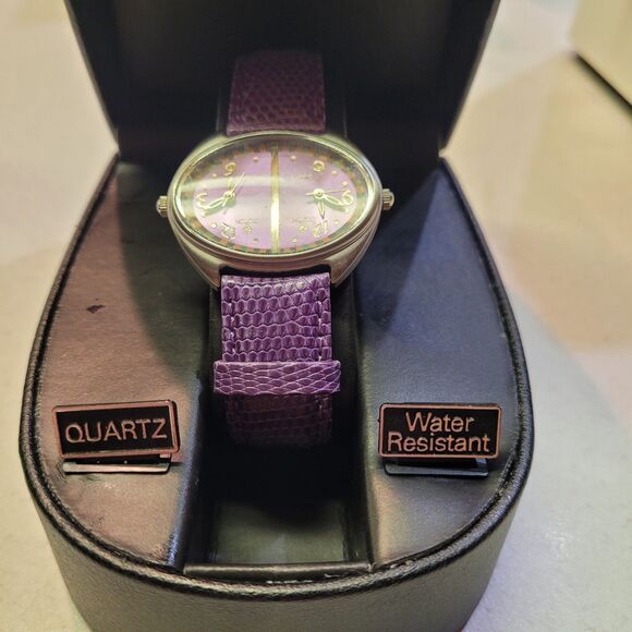 Croton Womens Split Screen 2 Time Zones Purple Lizard Band W/box main image 9